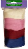 Clover Natur Filzwolle Set - Cremefarben, Blau, Rosa, Rot